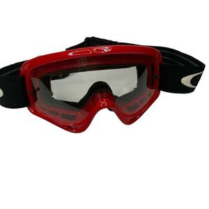 OAKLEY Ski Goggles Red Frame Clear Lens Ski Moto BMX Goggles